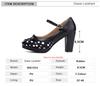 Fashion Lolita Shoes Women Oxford Pumps Cute Platform High Heels Retro Vintage Shoes for Women Mary Janes Round Toe Ankle Strap Shoes