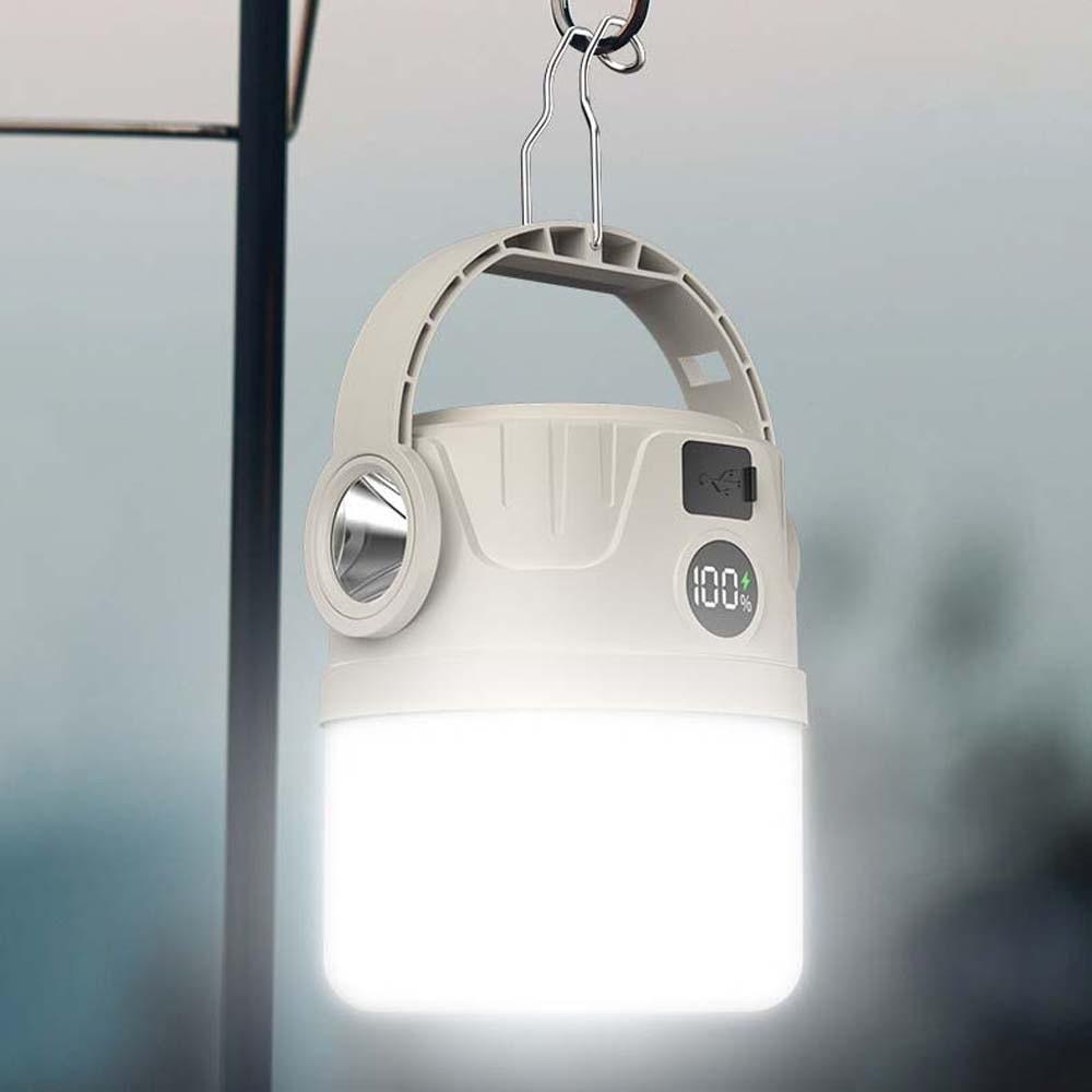 Portable Beige Tent Lamp Dimmable Hanging Lights Mini Solar Camping Light  Wilderness