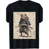 Pánské Vintage tričko Samurai Žabí Válečník - Japonské Ukiyo-e Umění Černý & Červený Potisk Katany, Kulatý Výstřih Krátký Rukáv Ležérní Tričko, Lze Prát v Pračce