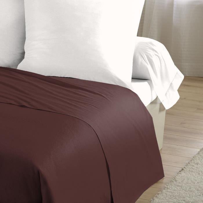 Drap Plat - LOVELY HOME - 100% coton - 180 x 290 cm - Marron
