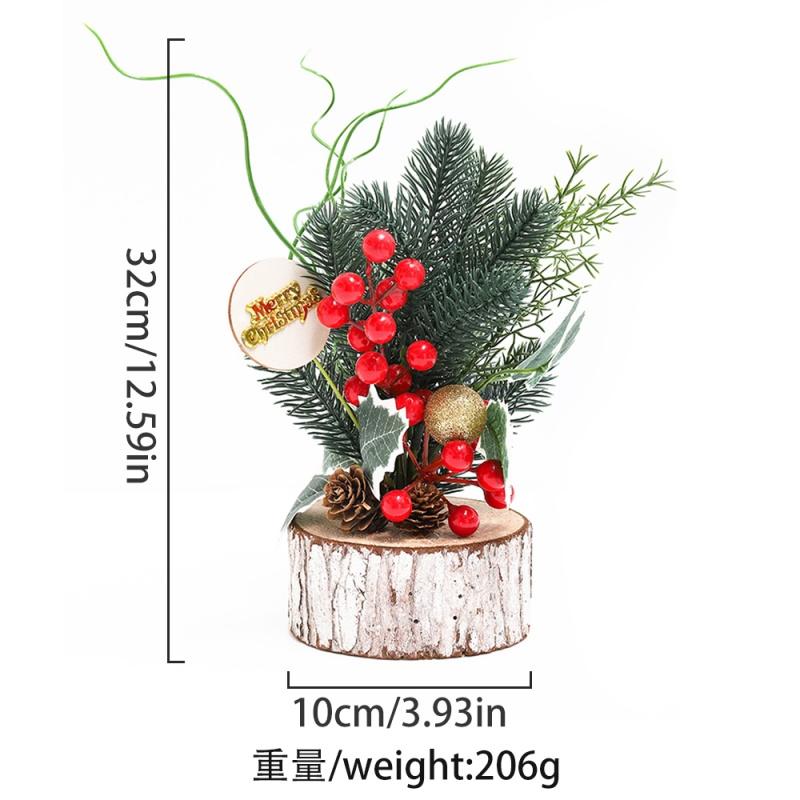 Christmas Tree Desktop Artificial Mini Xmas Tree Decor Red Berry Pinecone Green Home Fireplace Decoration Winter Navidad Gift
