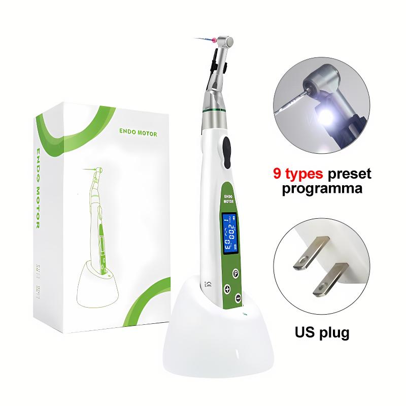 16:1 LED Dental Endo Motor 9 Programs Rechargeable Root Canal Instrument With Auto Torque Withdrawal & Autoclavable Contra Angle