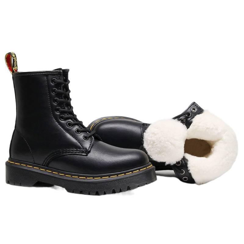 Real wool Martin boots high-top locomotive boots women's soft leather couple short boots men's and women's leather boots round