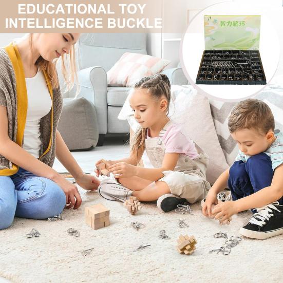 20/25/30/32/40Pcs/Set Metal Puzzle Ring Brain Teaser 3D Wire Puzzle Game Kids Adults