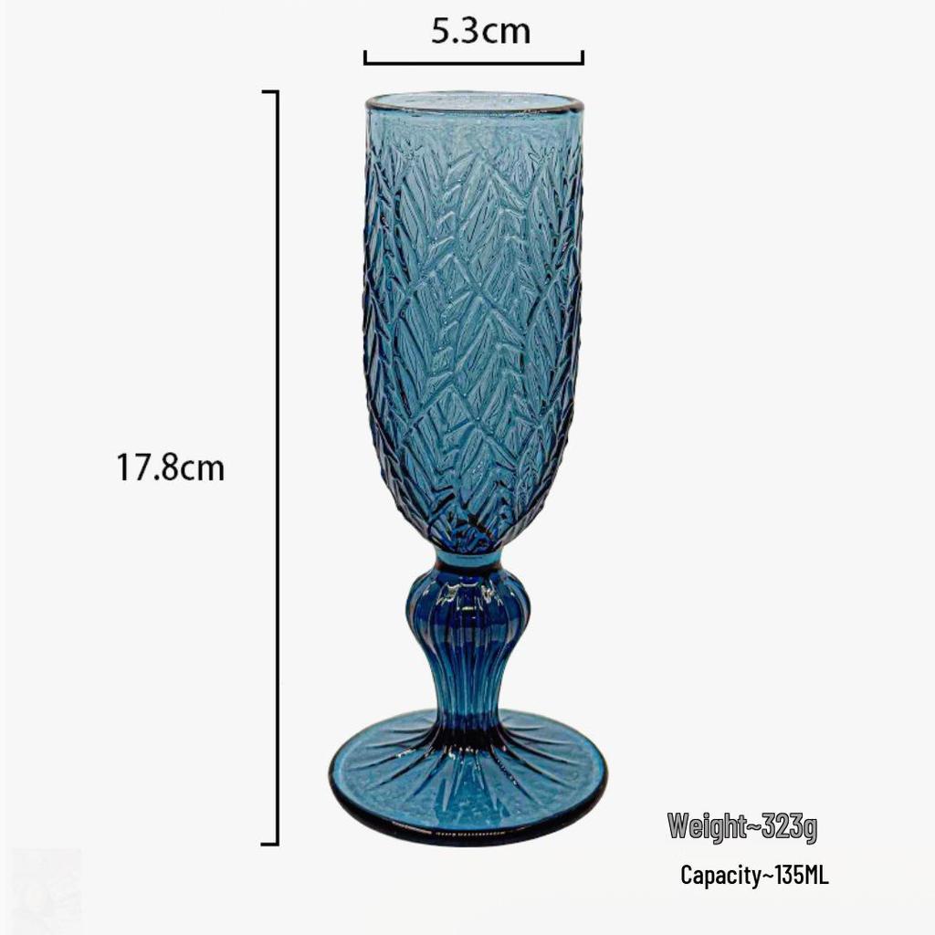 Vintage Embossed Colored Glass Goblet – Luxury Thickened Bubble Wine Glass