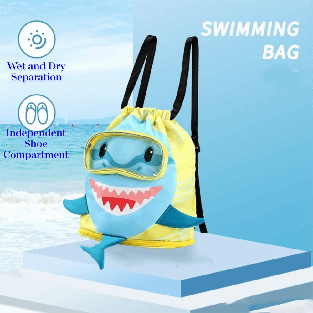 Oxford Cloth Wet Dry Bag Portable Beach Backpack Shark Drawstring Swimming Bag Men Women