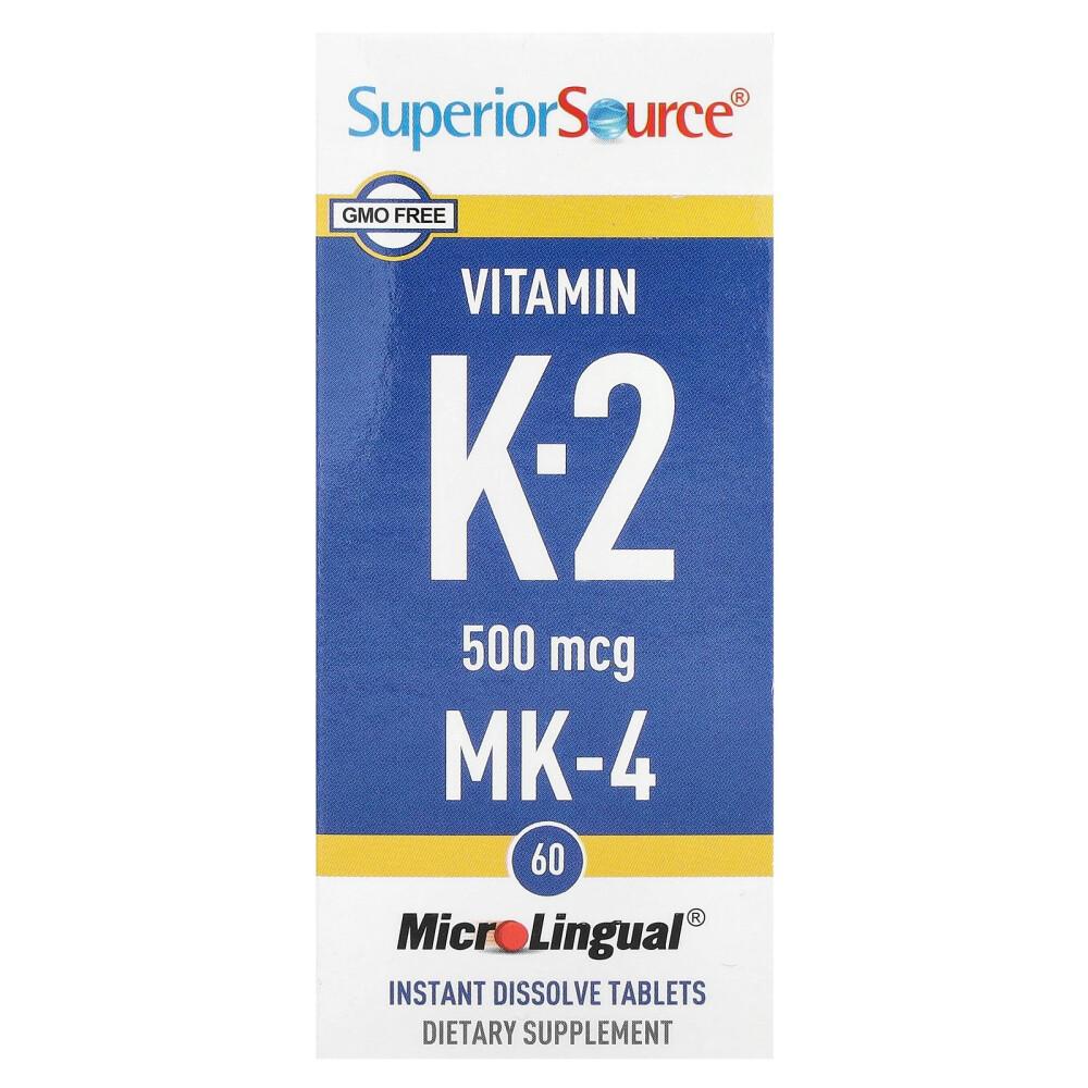 Superior Source Vitamin K-2 500mcg Instantly Dissolving MicroLingual 60 Tablets