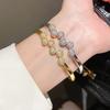 Minimalist Zircon Round Cuff Bracelet For Women Copper Jewelry Gift