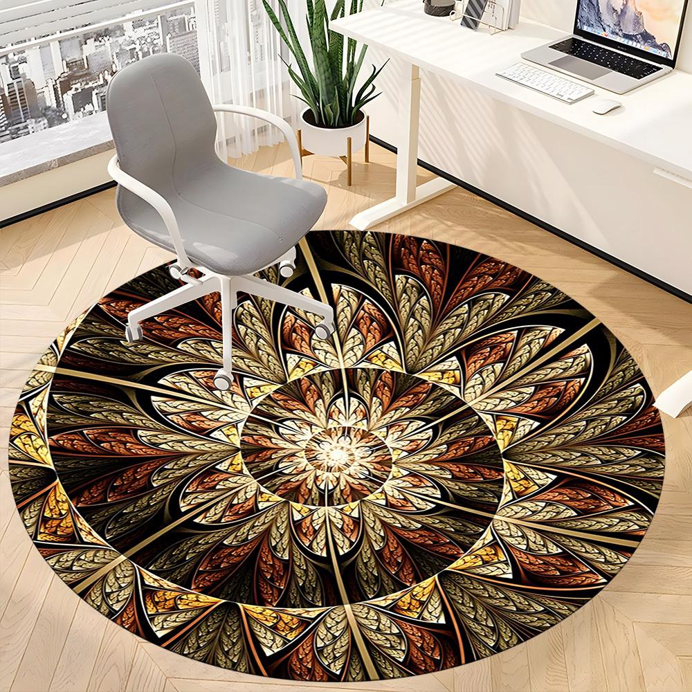 1pc Stained Glass Mandala Chair Carpet for Office, Soft Comfortable Mat For Office, Living Room, Bedroom, Machine Washable Carpet Yy251112097