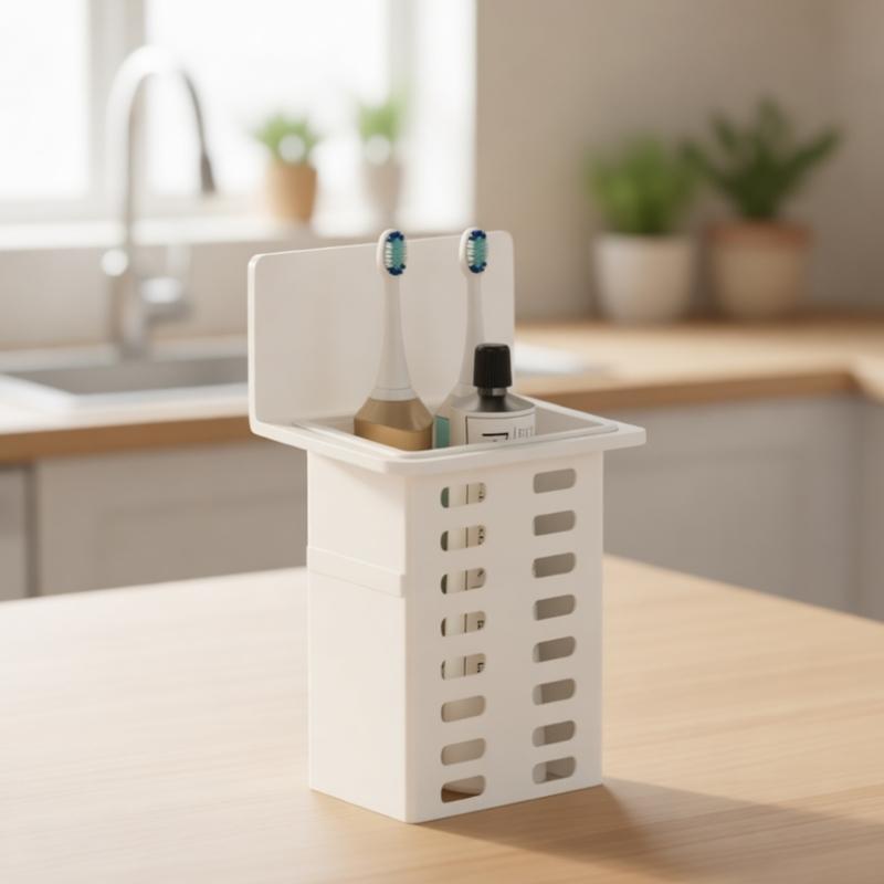 Strong Adhesive Wall Mount Chopsticks Organizers Plastic Multiple Use Rack For Utensils Brushes And Small Items