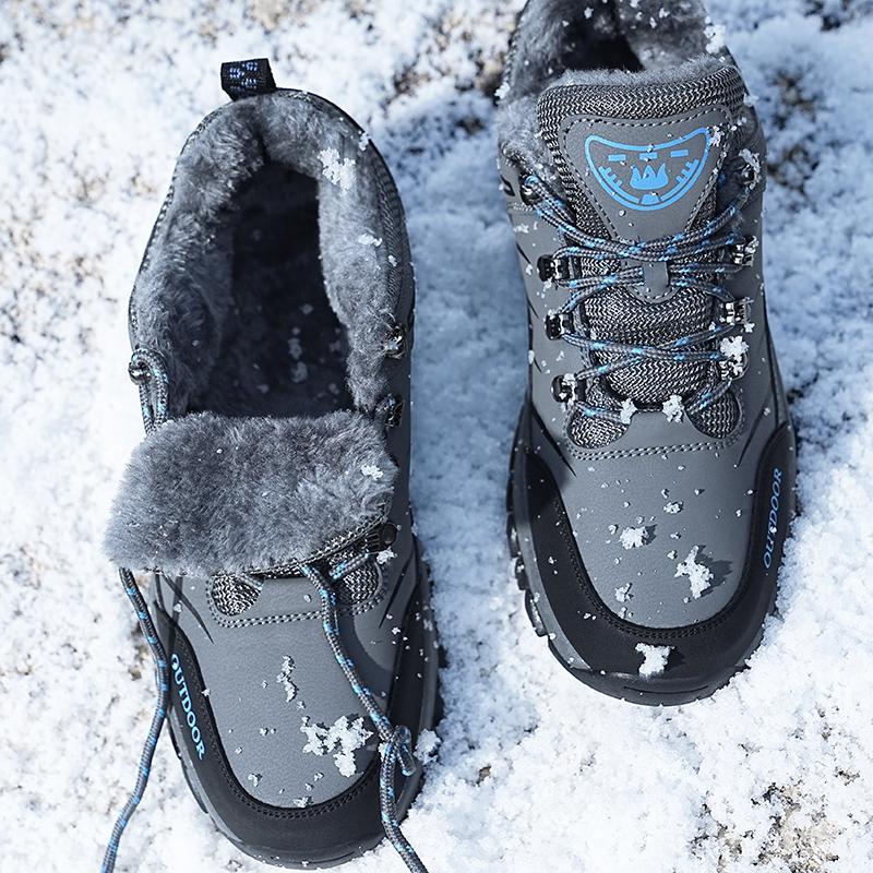 Anti-slip Men's Winter Sneakers Warm Outdoor Hiking Shoes Plush Casual Sports Shoes for Camping Climbing Trekking