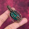 Evil Eye Faceted Zambian Emerald Pendant Copper Wire Wrapped Gemstone Jewelry
