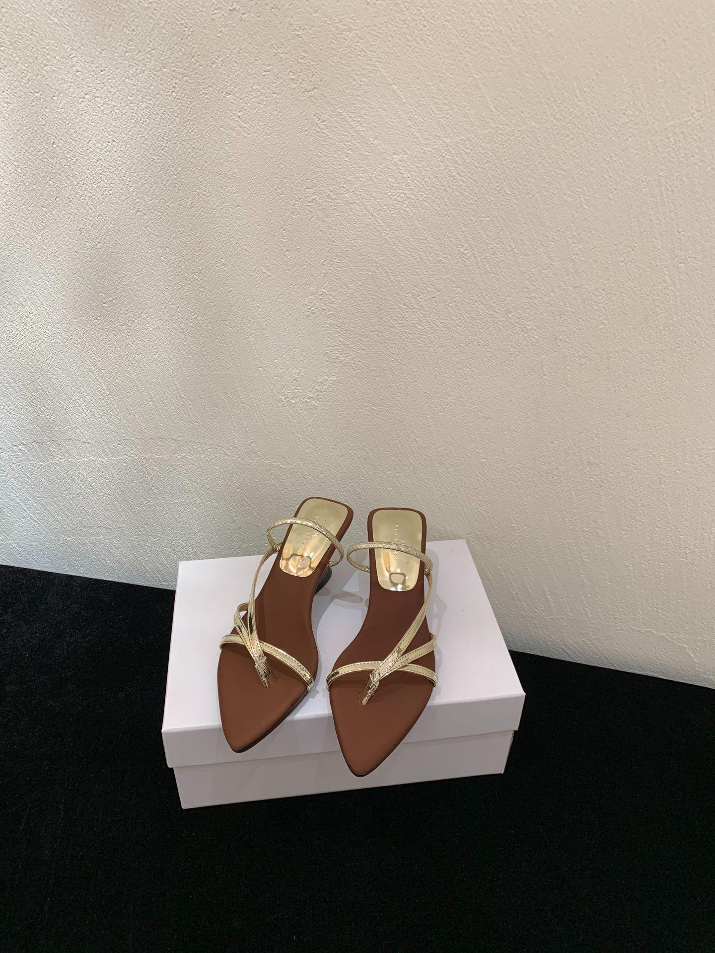 Women S Shoes French Style Pointed Toe Wedge Heelthinbelt Sandalsfairy Summerskirt-Matching Toe Postroman Shoes 35 золотой