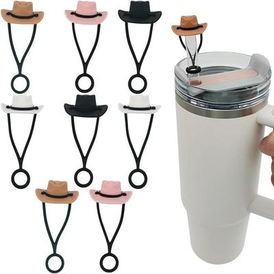 1 Stück Silikon-Cowboyhut Strohabdeckungen Kappe Kompatibel mit Stanley Becher 30 40 oz Cowgirlhut Strohhalm-Topper Schutzdeckel Zubehör