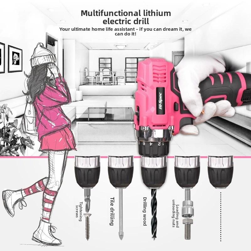 Taladro eléctrico inalámbrico multifuncional para el hogar, herramienta de perforación portátil