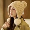 Winter Thick Velvet Knitted Hat Outdoor Warm Ear Protection Three Hair Ball Wool Hat