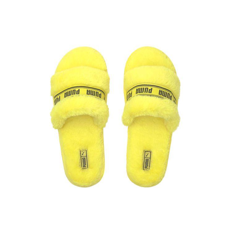Puma Fluff Slide Fluo Yellow Women Sneakers Black 384937-04