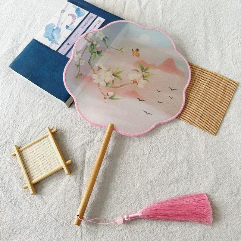 New Style Ancient-Style Semi-Transparent Round Fan for Dance, Hanfu Traditional Round Fan, Retro Classical Dance Chinese-Style Fan