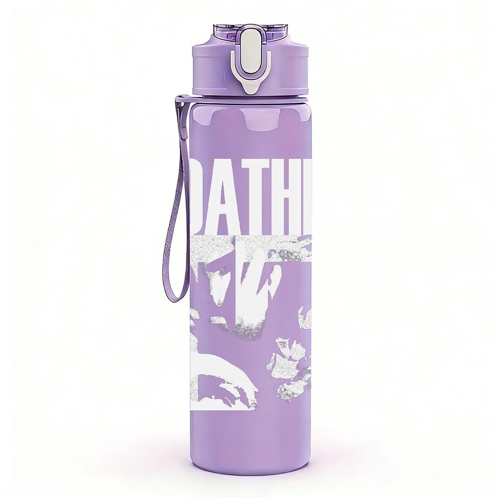 1PC Faint line abstract sketch print 750ml colorful plastic sports water bottle leakproof pop up lid with straw for outdoor work home use