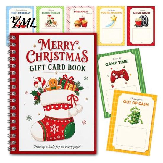 Carpeta de Regalo de Dinero de Temporada Tarjeta de Navidad Holográfica Libro, 7x5 Encuadernación en Espiral Folleto de Recuerdo Festivo, Portador de 10 Páginas Saludo Bolder DIY para