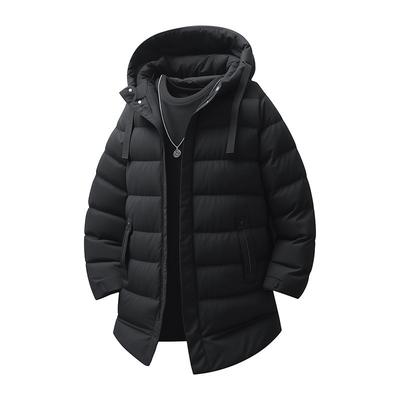Long Cotton-padded Clothes, Men's Large-size Custom Winter Loose Hooded Cotton-padded Jackets, Warm and Thickened Down Cotton-padded Clothes.