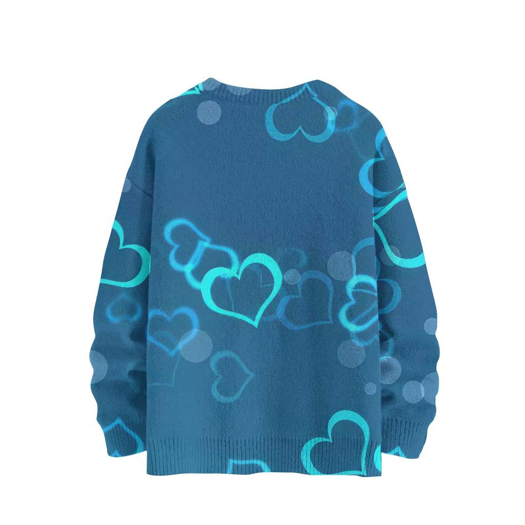 Men's Valentine's Day Print Faux Sweater, Crewneck Sweatshirt, Loose Long-sleeved Top
