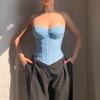 European and American summer temperament strapless waist cinching sexy lace up vest