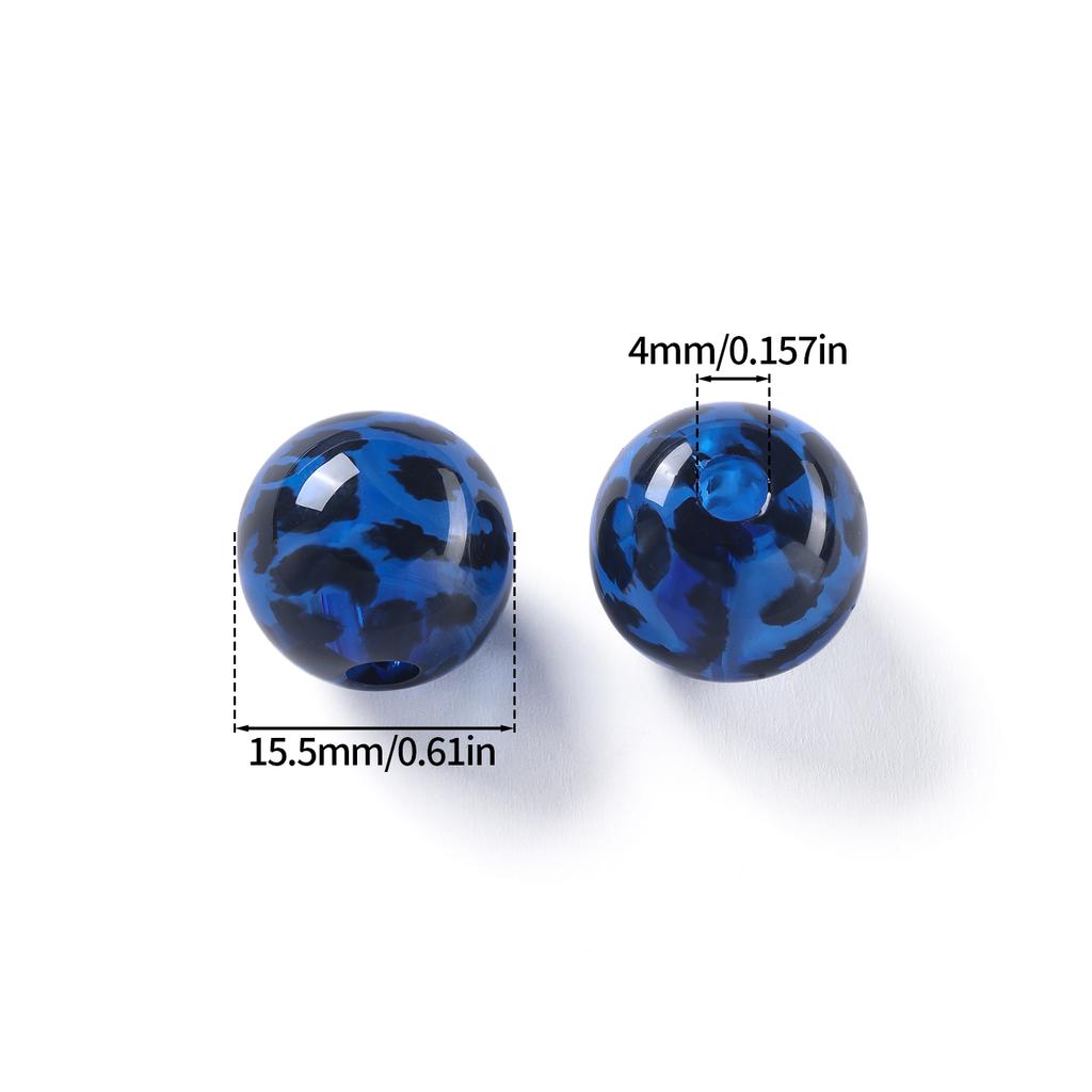 2pcs 15.5mm Acrylic Round Shaped Beads Leopard Print Spacer Loose Beads for DIY Bracelets Earrings Jewelry Making Accessories