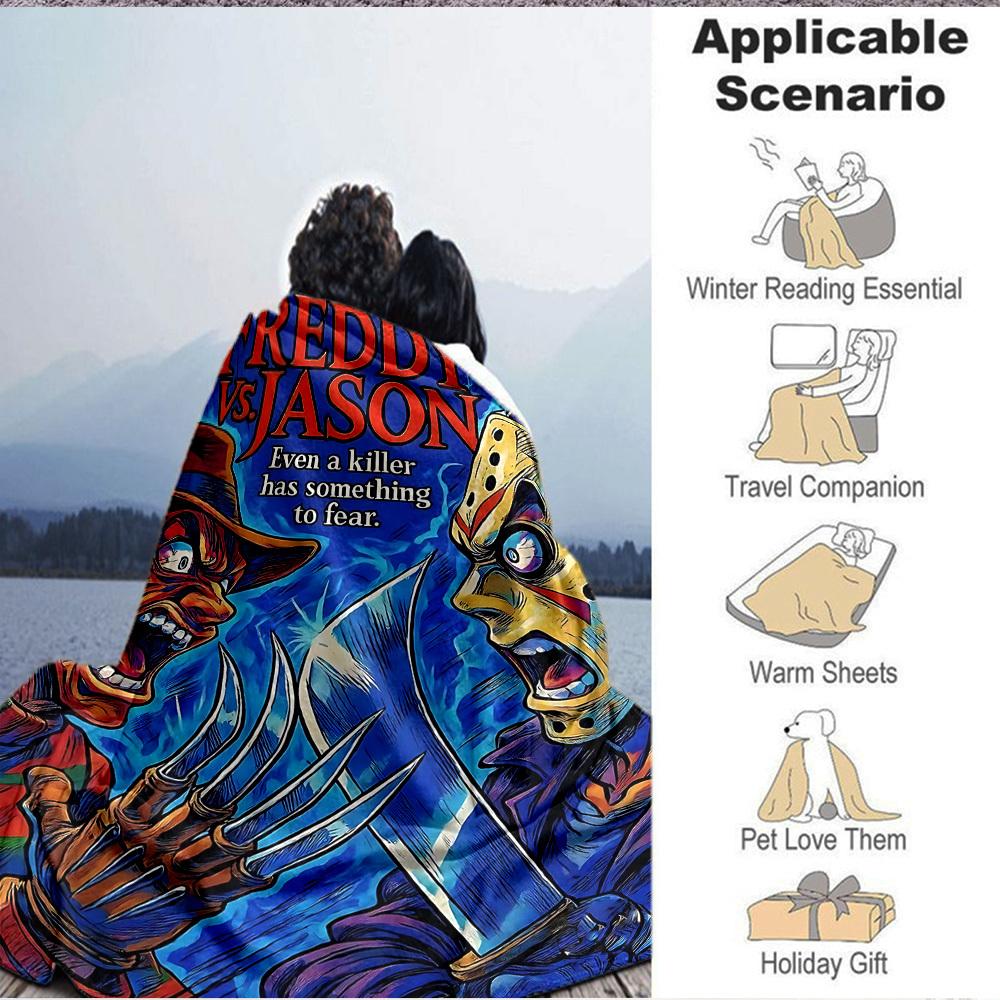1pc A Nightmare on Elm Street Flannel Throw Blanket - HD Printed Lightweight Soft Warm All-Season Blanket for Sofa, Bed, Travel, Camping 079