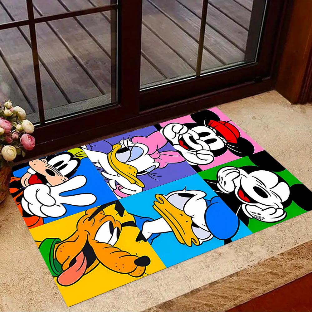 Classic Disney Characters Disney Cartoon Theme Anti-Slip Rug - Polyester, Home Decor, Suitable for Bedrooms, Living Rooms, Doorways, and Studios