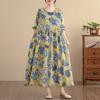 DIMANAF New 2026 Women Long Dress Plus Size Spring Summer Vintage Loose Oversize Long Sleeve Maxi Floral Print