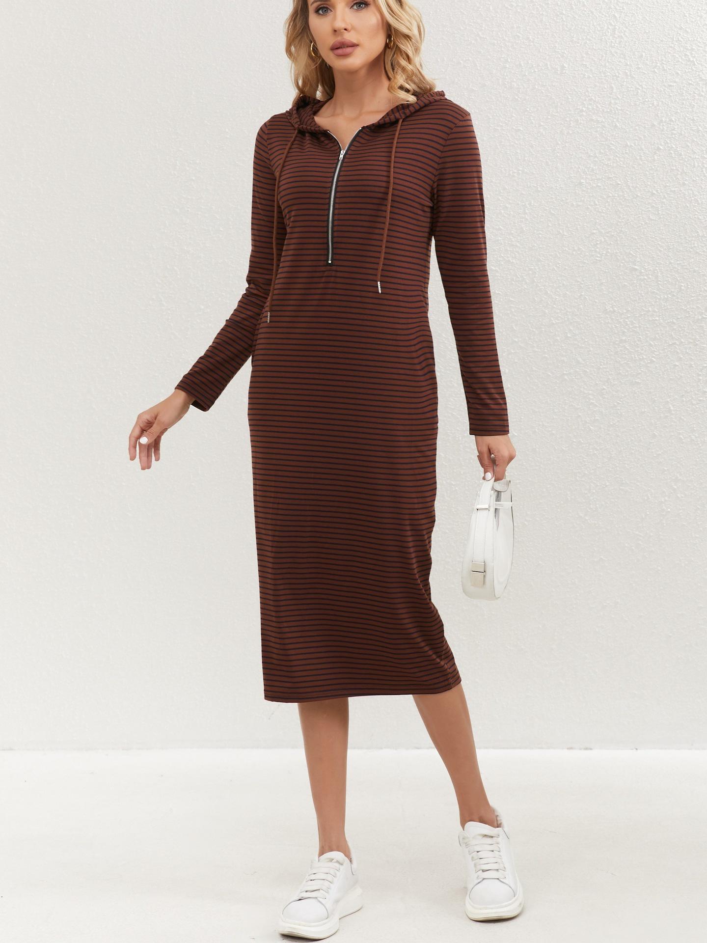 

Доступно 25 женских модных облегающих платьев с длинным рукавом и капюшоном L кофейный