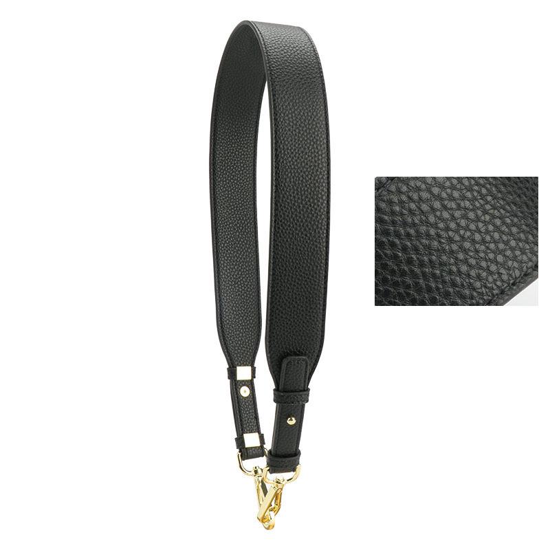 Versatile Black Cowhide Bag Strap: Wide, Solid Color Shoulder Strap Accessory