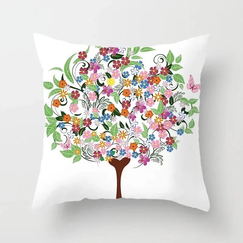 Luxury Home Decor Pillowcase Living Room Sofa Cushion Cover Creative Painting Colorful Tree Print Cushion Cover
