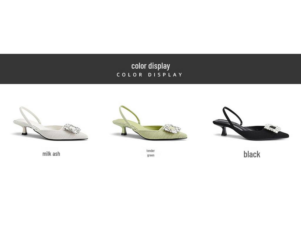 2024 Summer Wizard of Oz Rhinestone Buckle Pointed Toe Backless Heels - Women's One-Strap Closed Sandals
