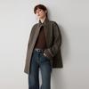 ELLE Cappotto in Lana da Lavoro Stile Vintage Francese con Zip e Collo Rialzato Casual Versatile Manica Lunga Cappotti Donna EF52687