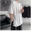 Men's Ice Silk Short-Sleeve Button-Down T-Shirt - Loose, Cool Summer Trendy Round Neck Top