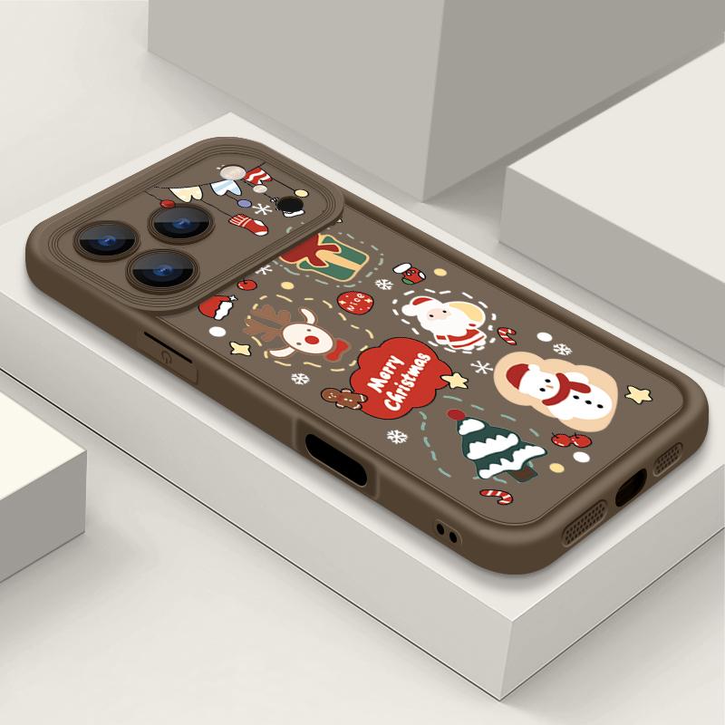 Stöttåligt Mjukt TPU Silikon Telefonskal Funda För iPhone 17 Air 16e 16 15 14 Pro Max 13 17 Pro Max 17 Pro 17 Sött Julmönster Skal