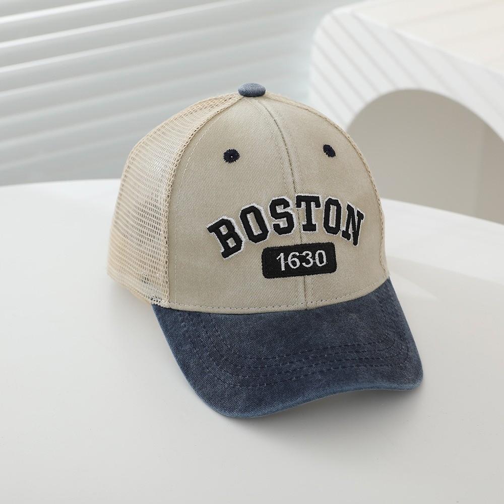Fashion Mesh Baby Baseball Cap Letter Embroidery Vintage Patchwork Kids Snapback Hat Breathable Sun Protection Sun Hats Summer