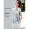 Mohanyimei Women's Summer Cap Sleeve Tie-Waist Blouse