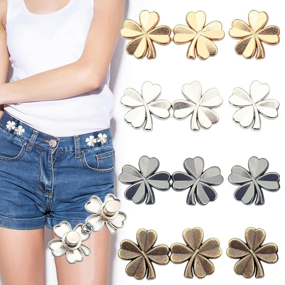 4Sets Pant Waist Tightener Detachable Adjustable Jean Button Waist Buckle Set No Sewing Waistband Tightener for Pants Women