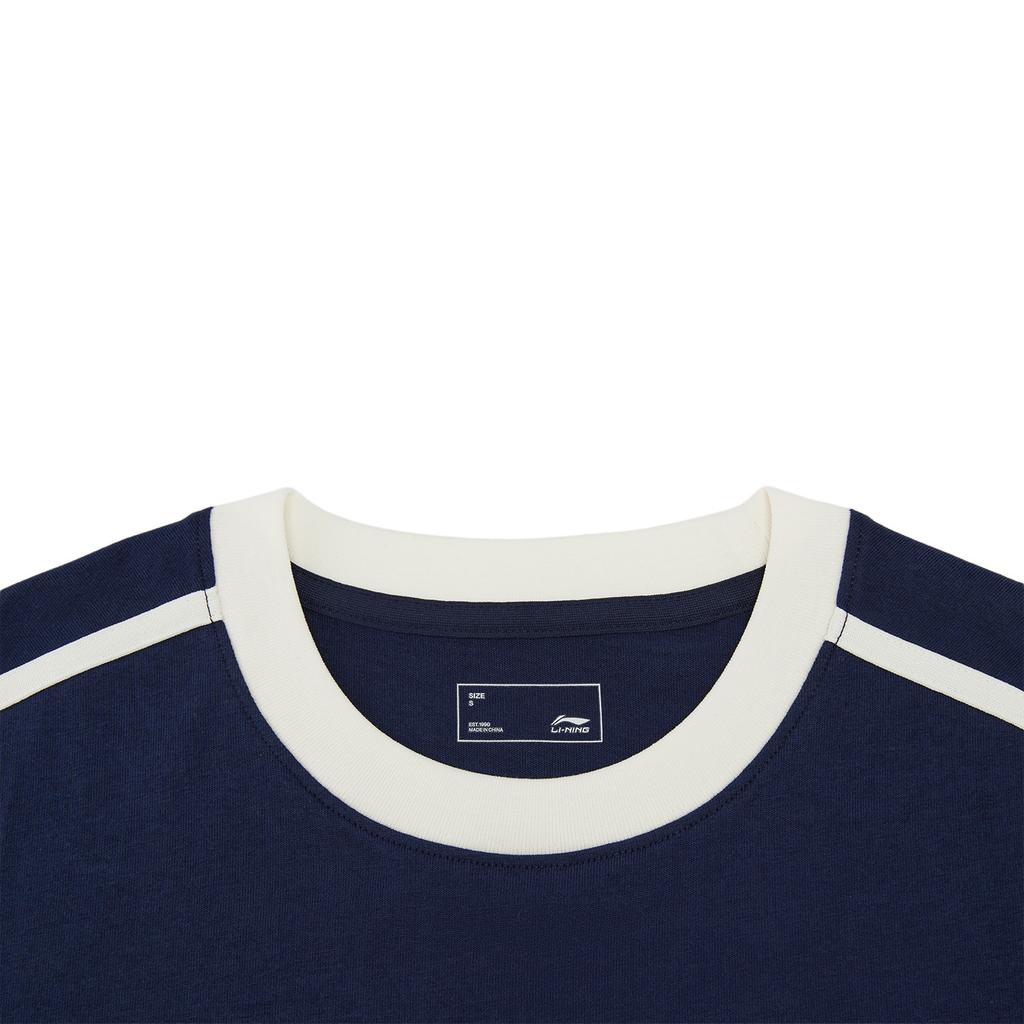 Li Ning Sports Lifestyle Series American Retro Casual Fashion Versatile Summer T-Shirt Loose Round Neck Logo Printed T-Shirt Unisex tops ATSW263-5