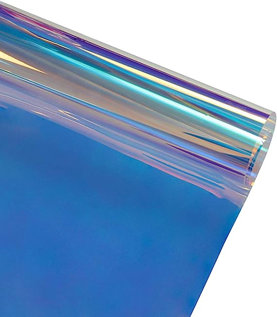 

Синяя хамелеоновая оконная пленка с эффектом радуги, прозрачная голографическая ПВХ-статическая клейкая пленка для домашнего украшения стекла своими руками 50x300cm
