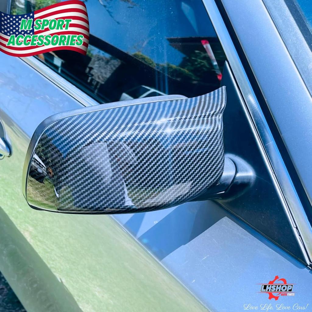 Sport Carbon Fiber Side Mirror Cover Caps Replacement for 2005-2010 BMW 5 Series E60 M5 545i 550i M6 E64 645Ci 630i 650i E63 Accessories Exterior