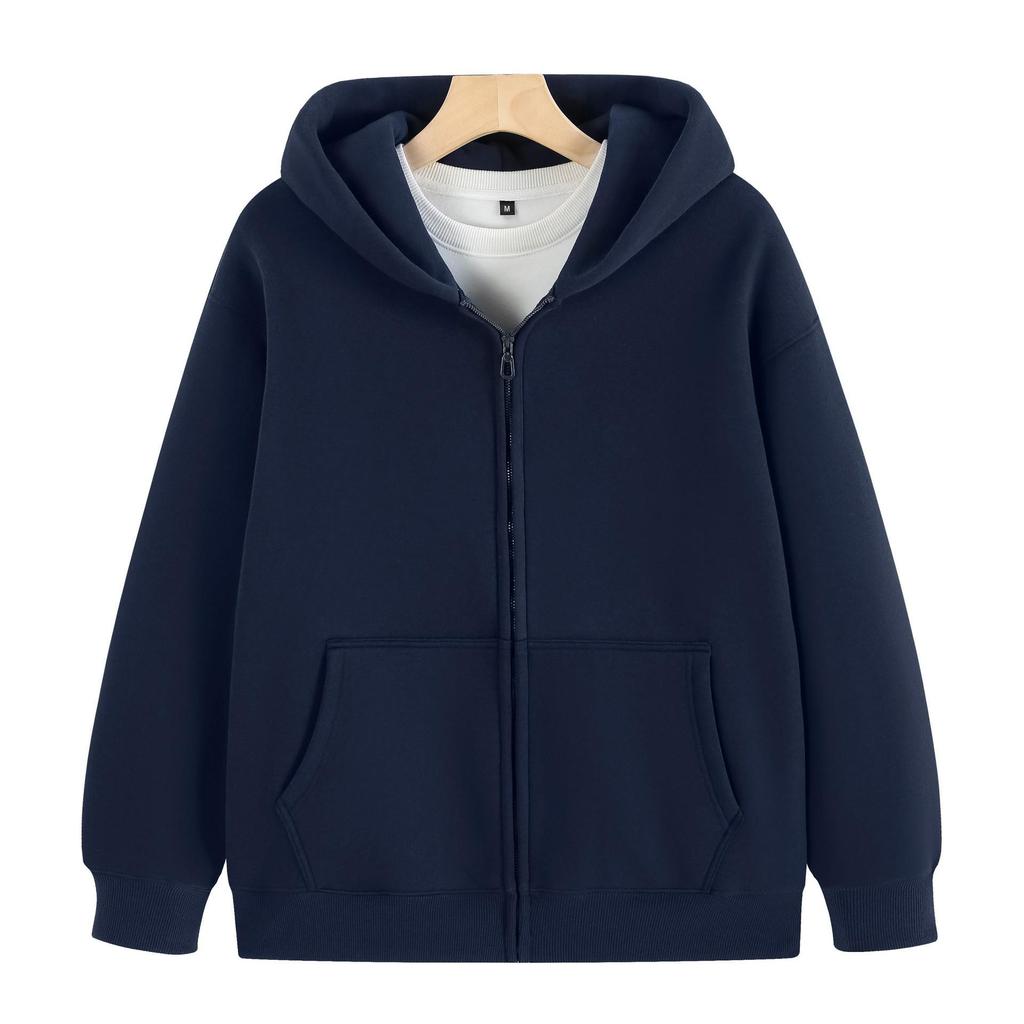 Unisex Heavyweight 720g Cotton Zip-Up Hoodie - Solid Color, Loose Fit, Super Thick, Cardigan Style