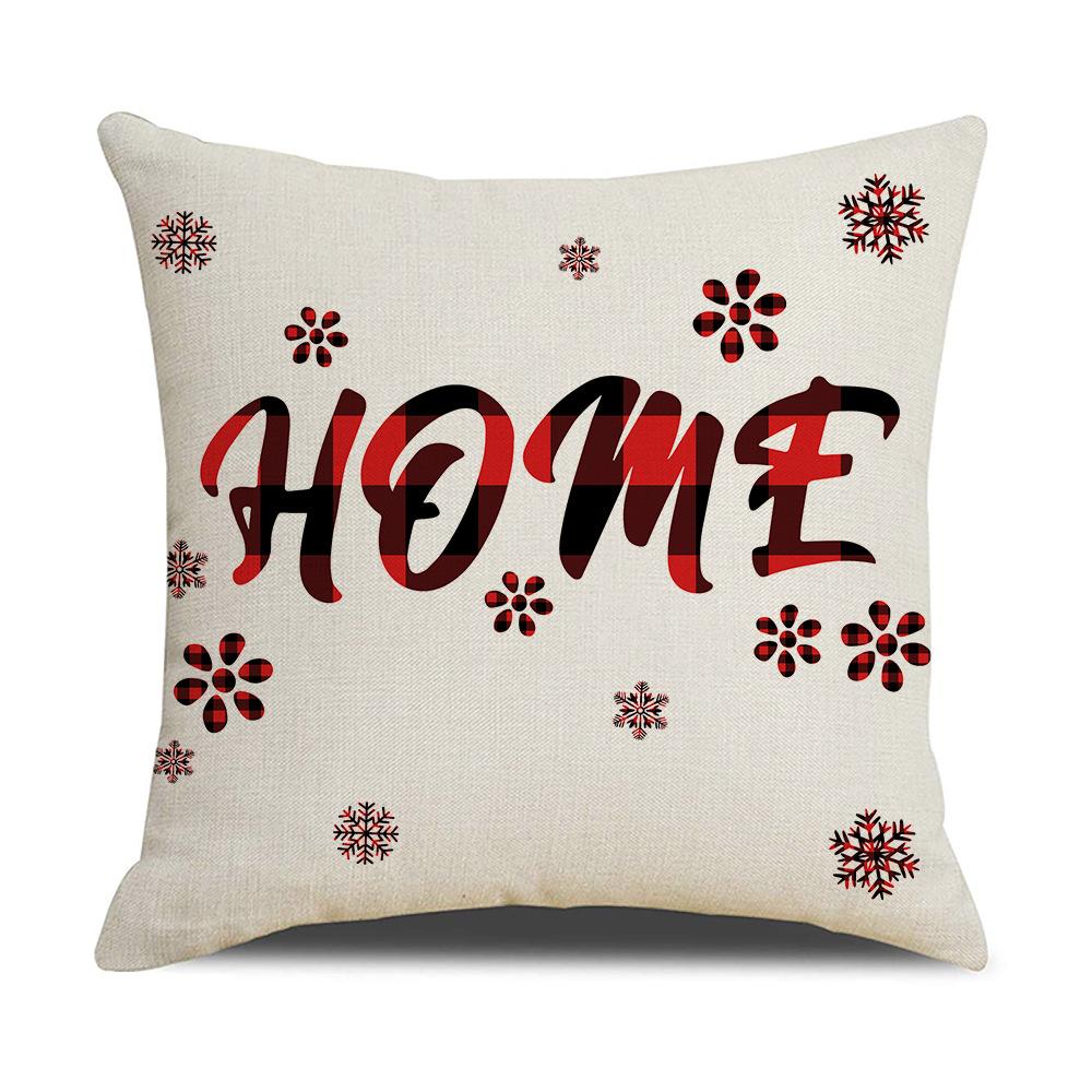 Combined Home New Christmas Pillow Cover Linen Red and Black Plaid Office Cushion