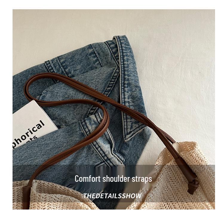 2024 Spring/Summer Women's Straw Woven Handbag: Vintage Pastoral-Style Shoulder Tote