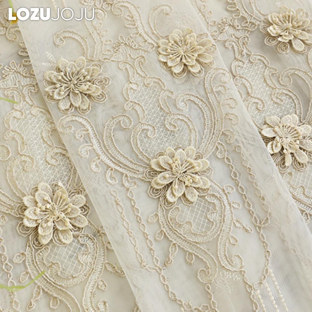 1PC LOZUJOJU Elegant European Embroidered Three-dimensional Sheer Curtain 260cm Height Tulle for Living Room Bedroom Window Decoration Home Decor