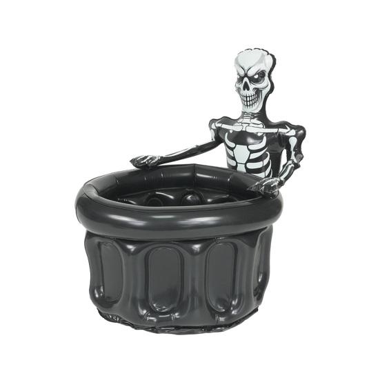 Inflatable Skull Ice Bucket, Halloween Party Drink Tub, Skeleton Beer Cooler for Decor, Beverage Storage for Outdoor Gathering B