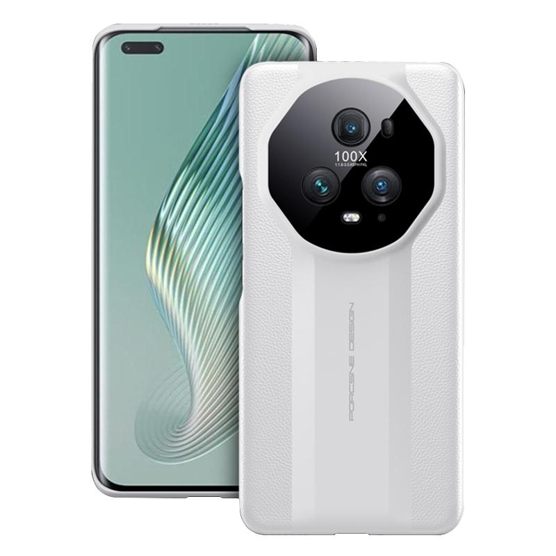 

For Honor Magic5 Pro Anti-drop Phone Case Full Lens Protection Leather Coated PC Cover White